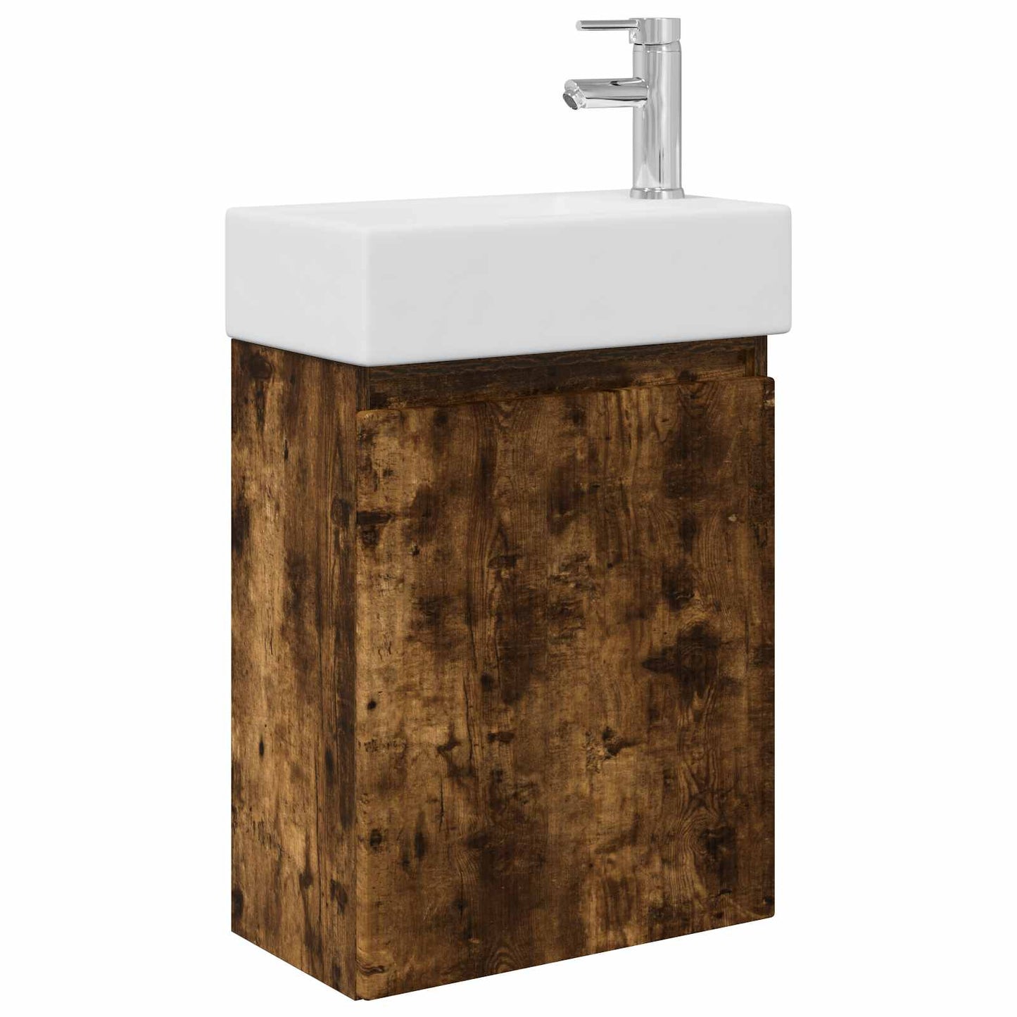 vidaXL Bathroom Vanity Unit with Tap Smoked Oak 45.5 x 22.5 x 84 cm