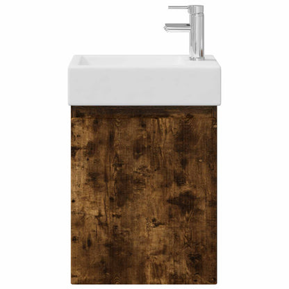 vidaXL Bathroom Vanity Unit with Tap Smoked Oak 45.5 x 22.5 x 84 cm
