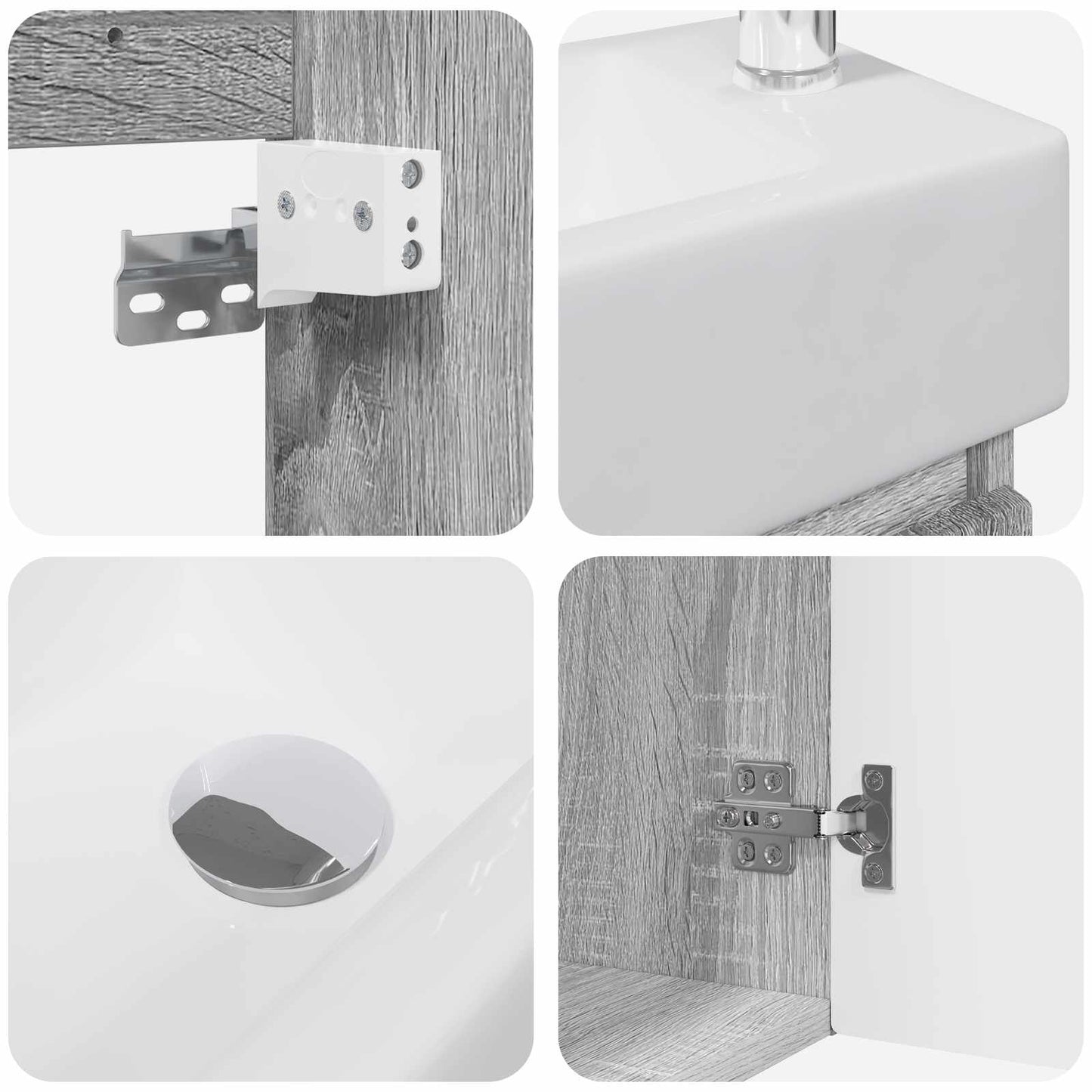 vidaXL Bathroom Vanity Unit with Tap Grey Sonoma 45.5 x 22.5 x 84 cm