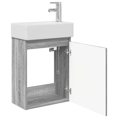 vidaXL Bathroom Vanity Unit with Tap Grey Sonoma 45.5 x 22.5 x 84 cm