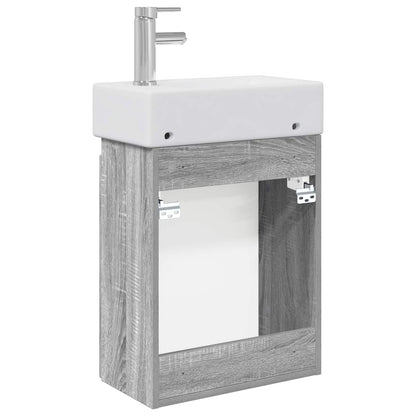 vidaXL Bathroom Vanity Unit with Tap Grey Sonoma 45.5 x 22.5 x 84 cm