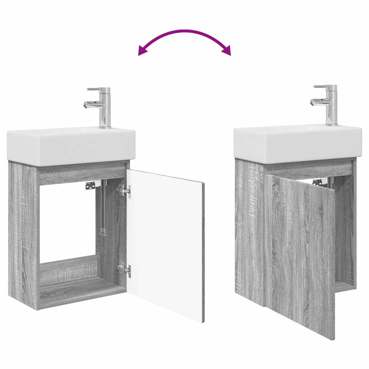 vidaXL Bathroom Vanity Unit with Tap Grey Sonoma 45.5 x 22.5 x 84 cm