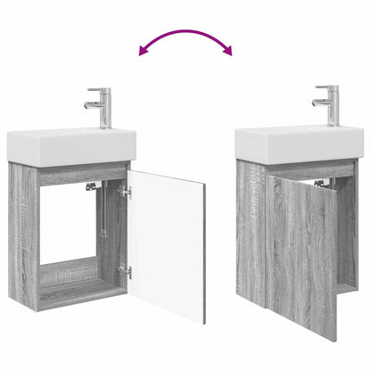 vidaXL Bathroom Vanity Unit with Tap Grey Sonoma 45.5 x 22.5 x 84 cm