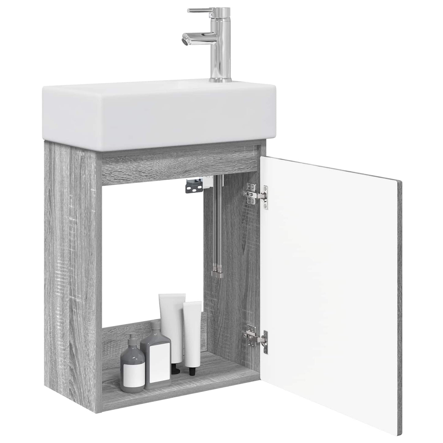 vidaXL Bathroom Vanity Unit with Tap Grey Sonoma 45.5 x 22.5 x 84 cm