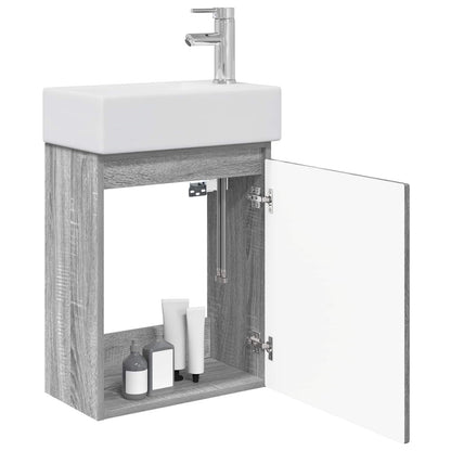 vidaXL Bathroom Vanity Unit with Tap Grey Sonoma 45.5 x 22.5 x 84 cm