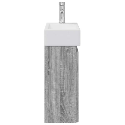 vidaXL Bathroom Vanity Unit with Tap Grey Sonoma 45.5 x 22.5 x 84 cm