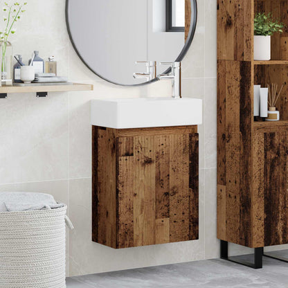 vidaXL Bathroom Vanity Unit with Tap Old Wood 45.5 x 22.5 x 84 cm