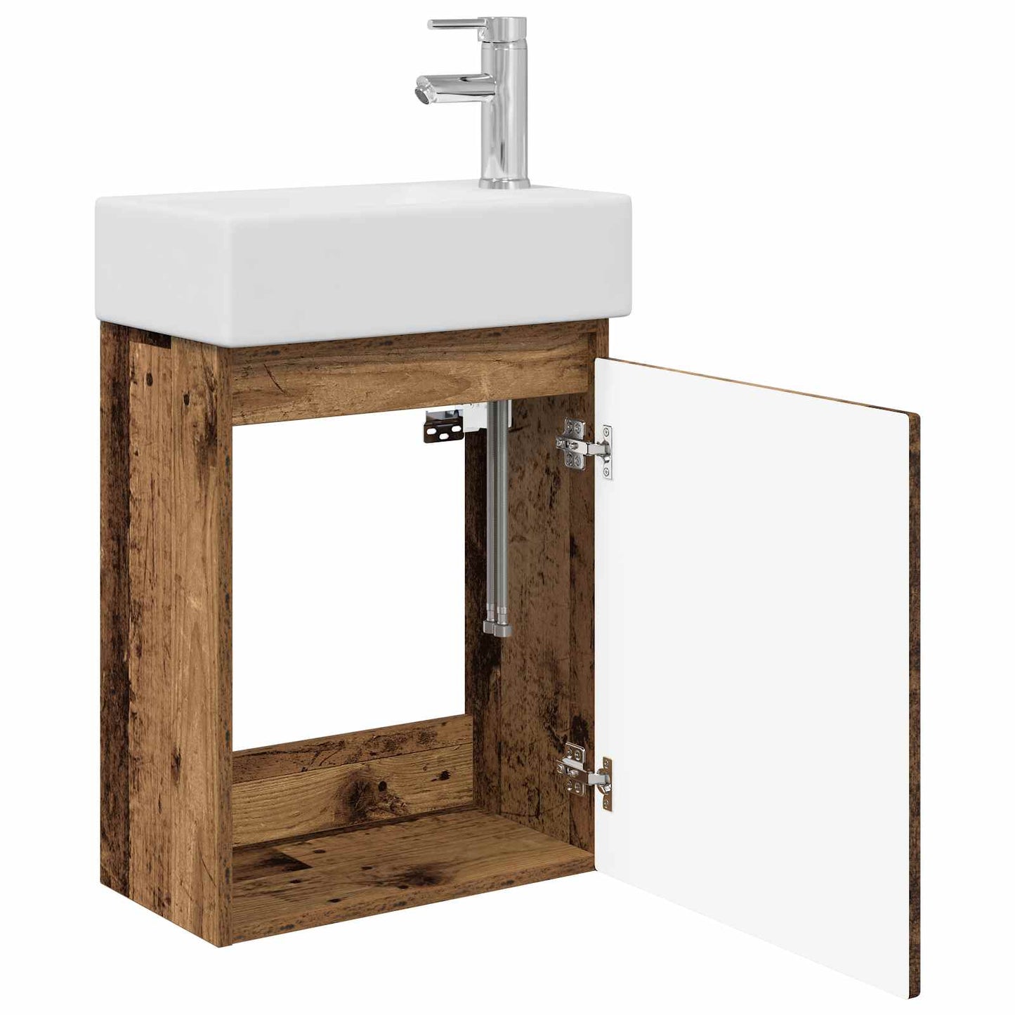 vidaXL Bathroom Vanity Unit with Tap Old Wood 45.5 x 22.5 x 84 cm