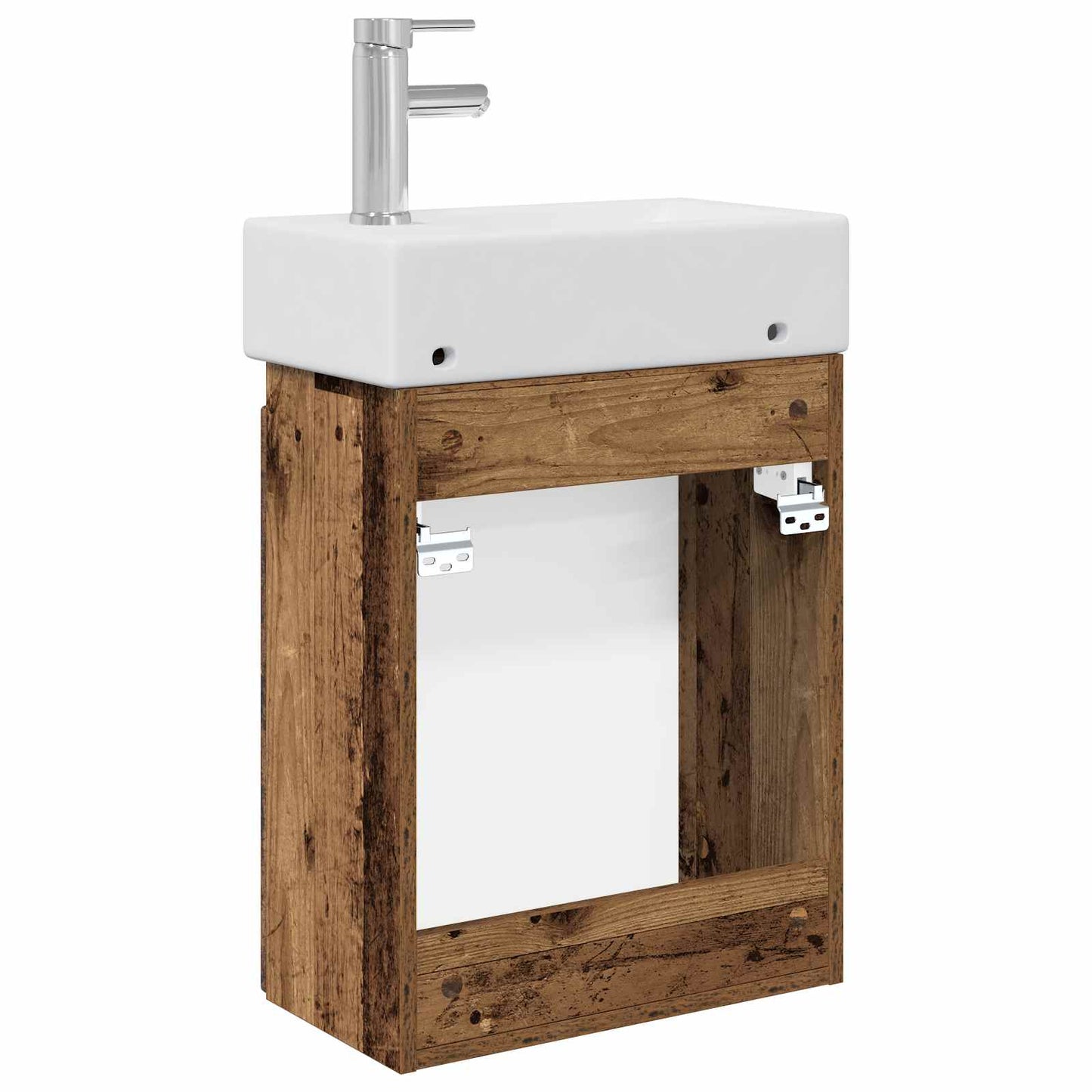 vidaXL Bathroom Vanity Unit with Tap Old Wood 45.5 x 22.5 x 84 cm