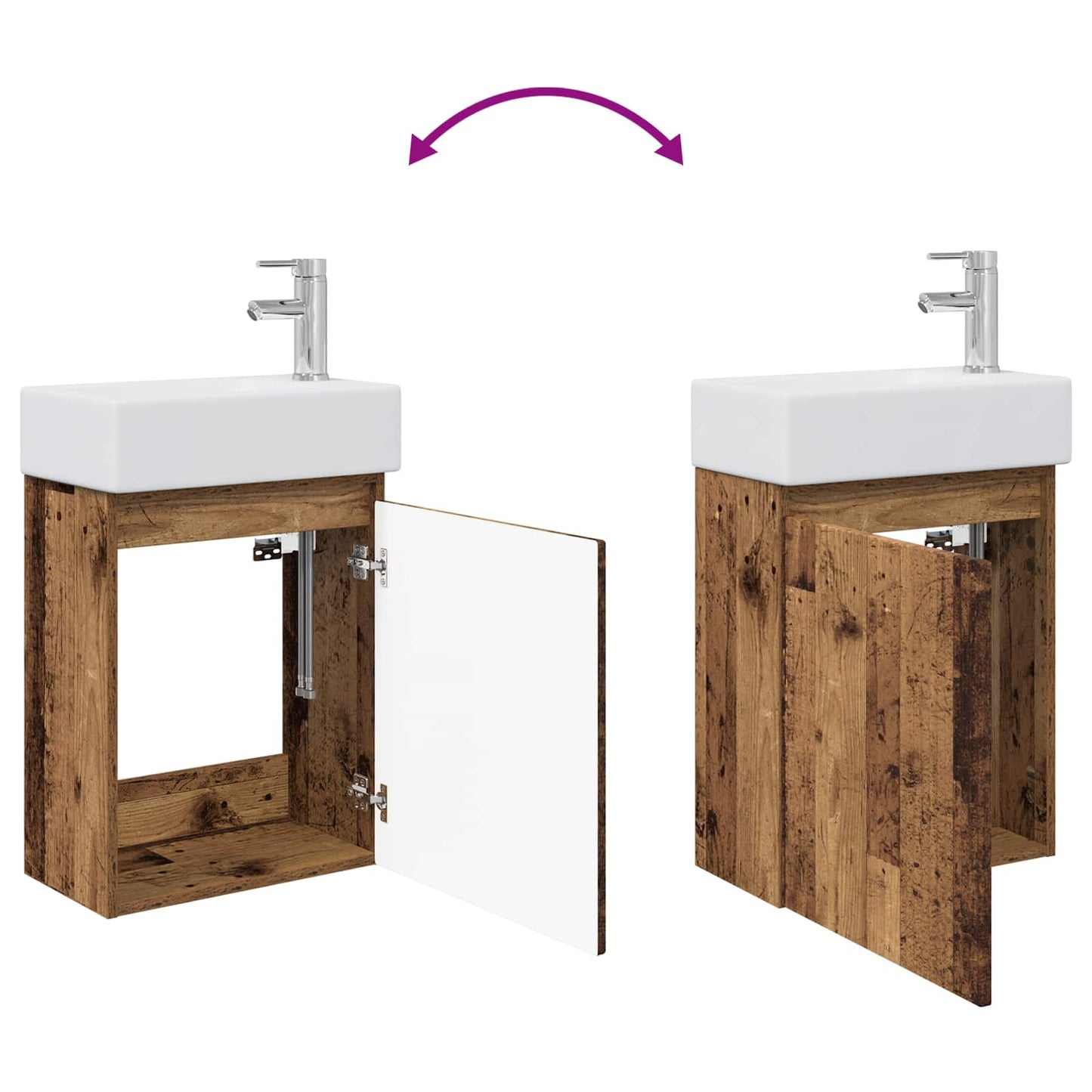 vidaXL Bathroom Vanity Unit with Tap Old Wood 45.5 x 22.5 x 84 cm