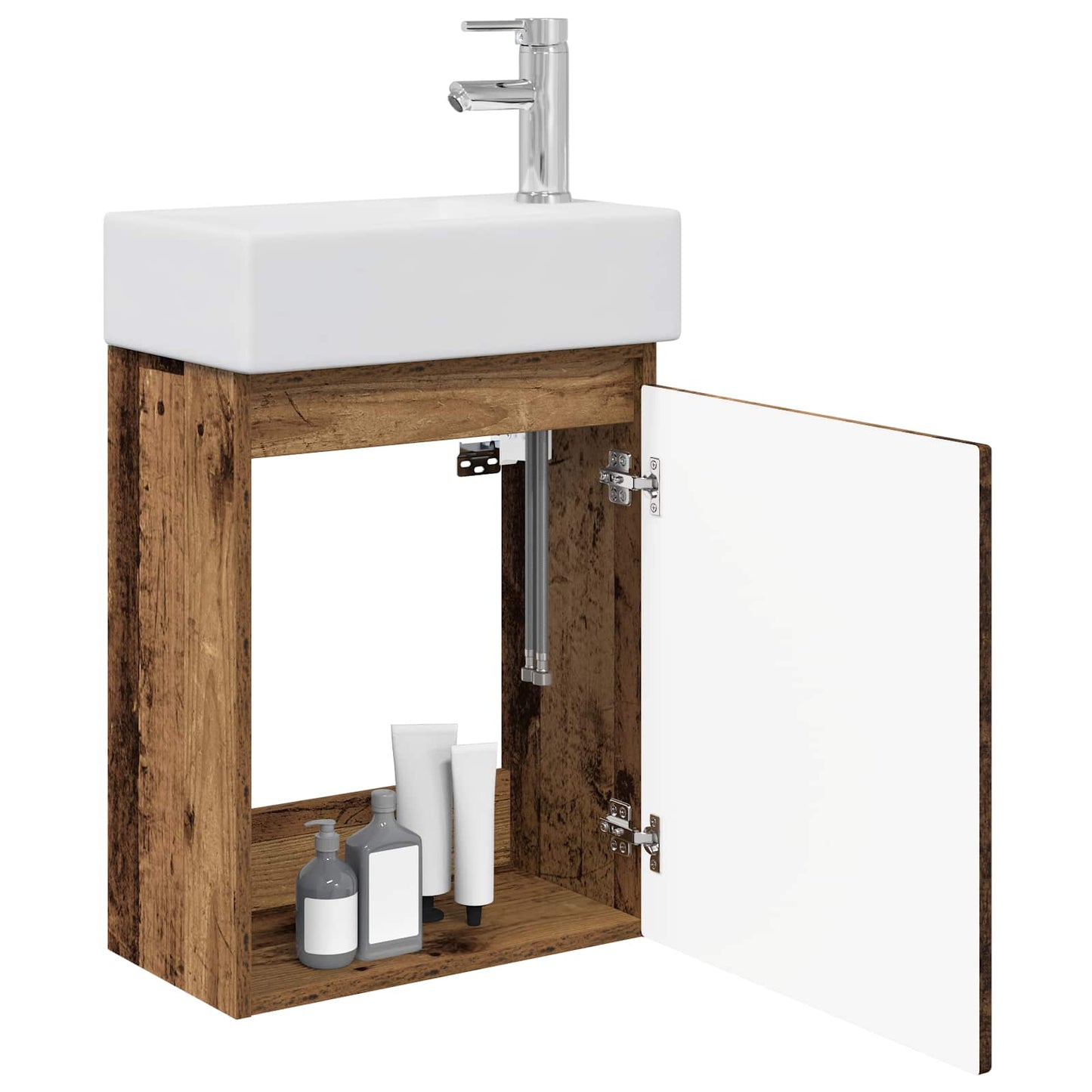 vidaXL Bathroom Vanity Unit with Tap Old Wood 45.5 x 22.5 x 84 cm