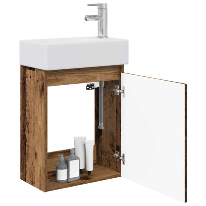 vidaXL Bathroom Vanity Unit with Tap Old Wood 45.5 x 22.5 x 84 cm