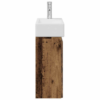 vidaXL Bathroom Vanity Unit with Tap Old Wood 45.5 x 22.5 x 84 cm