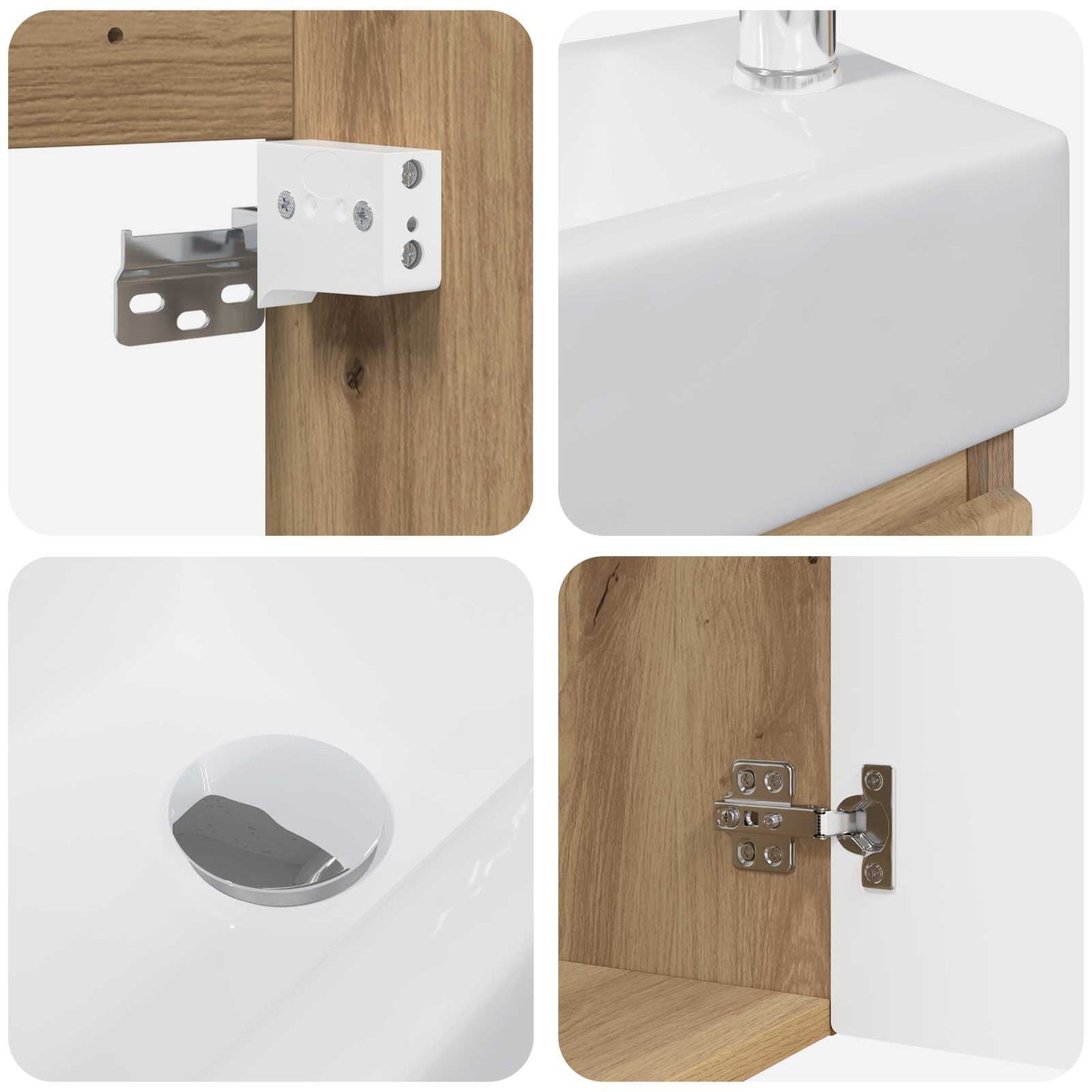 vidaXL Bathroom Vanity Unit with Tap Artisan Oak 45.5 x 22.5 x 84 cm