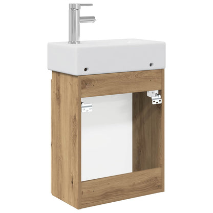 vidaXL Bathroom Vanity Unit with Tap Artisan Oak 45.5 x 22.5 x 84 cm