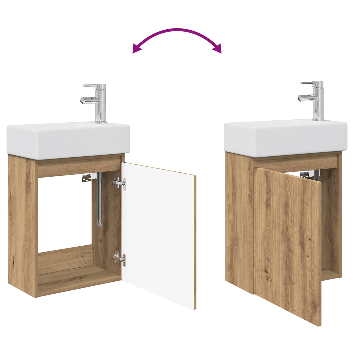 vidaXL Bathroom Vanity Unit with Tap Artisan Oak 45.5 x 22.5 x 84 cm