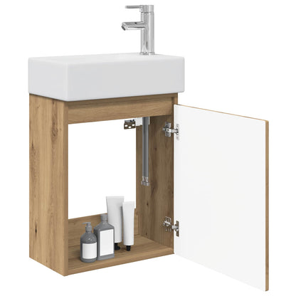vidaXL Bathroom Vanity Unit with Tap Artisan Oak 45.5 x 22.5 x 84 cm