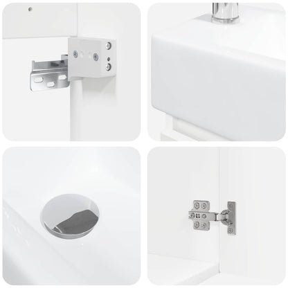 vidaXL Bathroom Vanity Unit with Tap White 45.5 x 22.5 x 84 cm