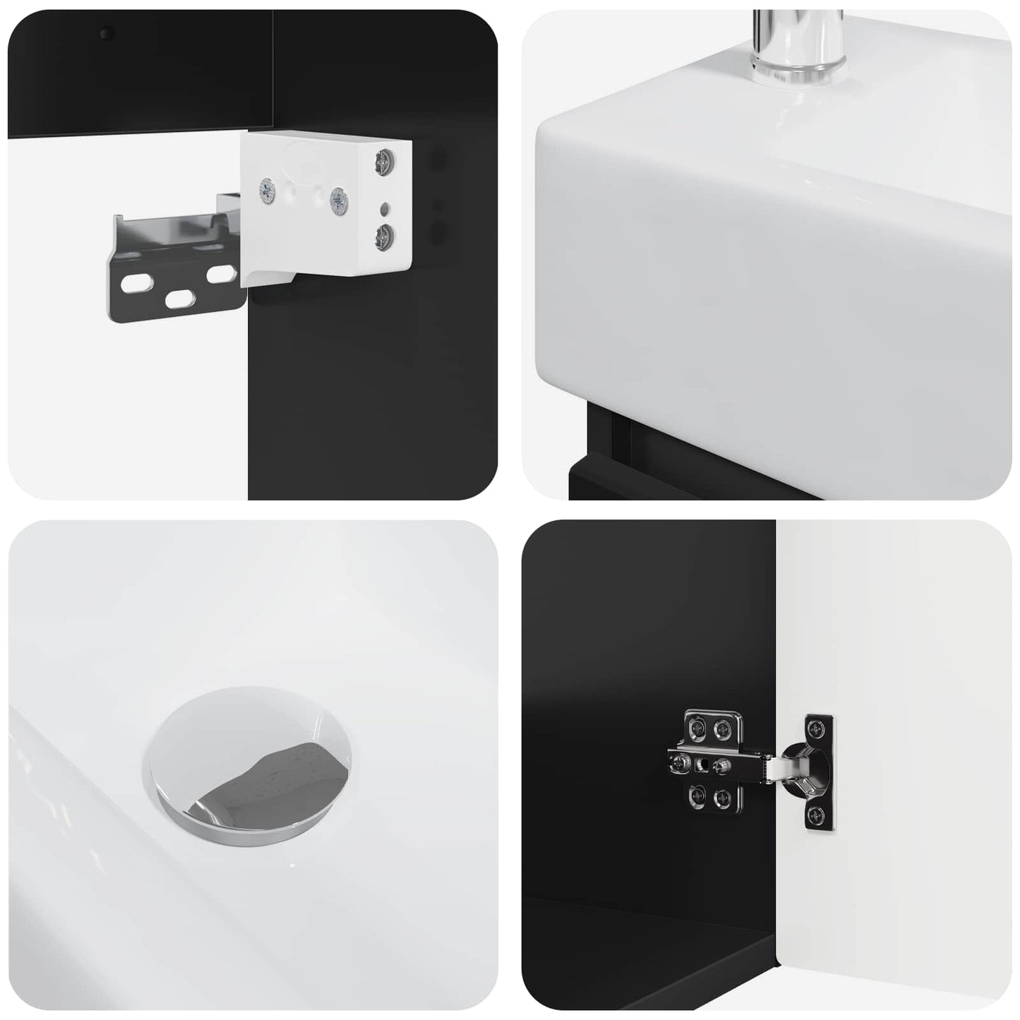 vidaXL Bathroom Vanity Unit with Tap Black 45.5 x 22.5 x 84 cm