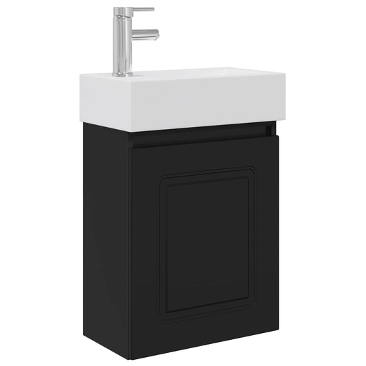 vidaXL Bathroom Vanity Unit with Tap Black 45.5 x 22.5 x 84 cm