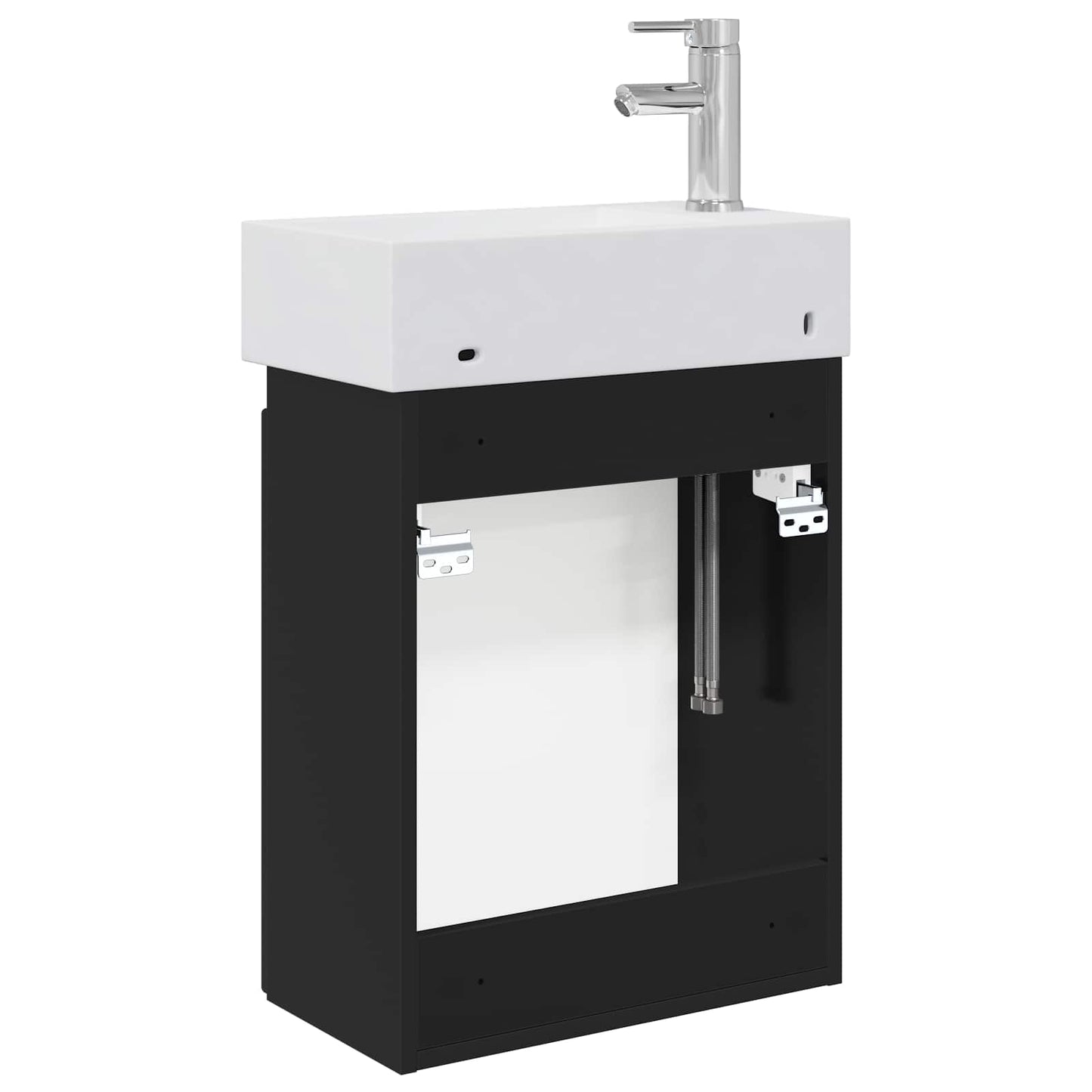 vidaXL Bathroom Vanity Unit with Tap Black 45.5 x 22.5 x 84 cm