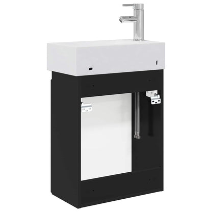 vidaXL Bathroom Vanity Unit with Tap Black 45.5 x 22.5 x 84 cm