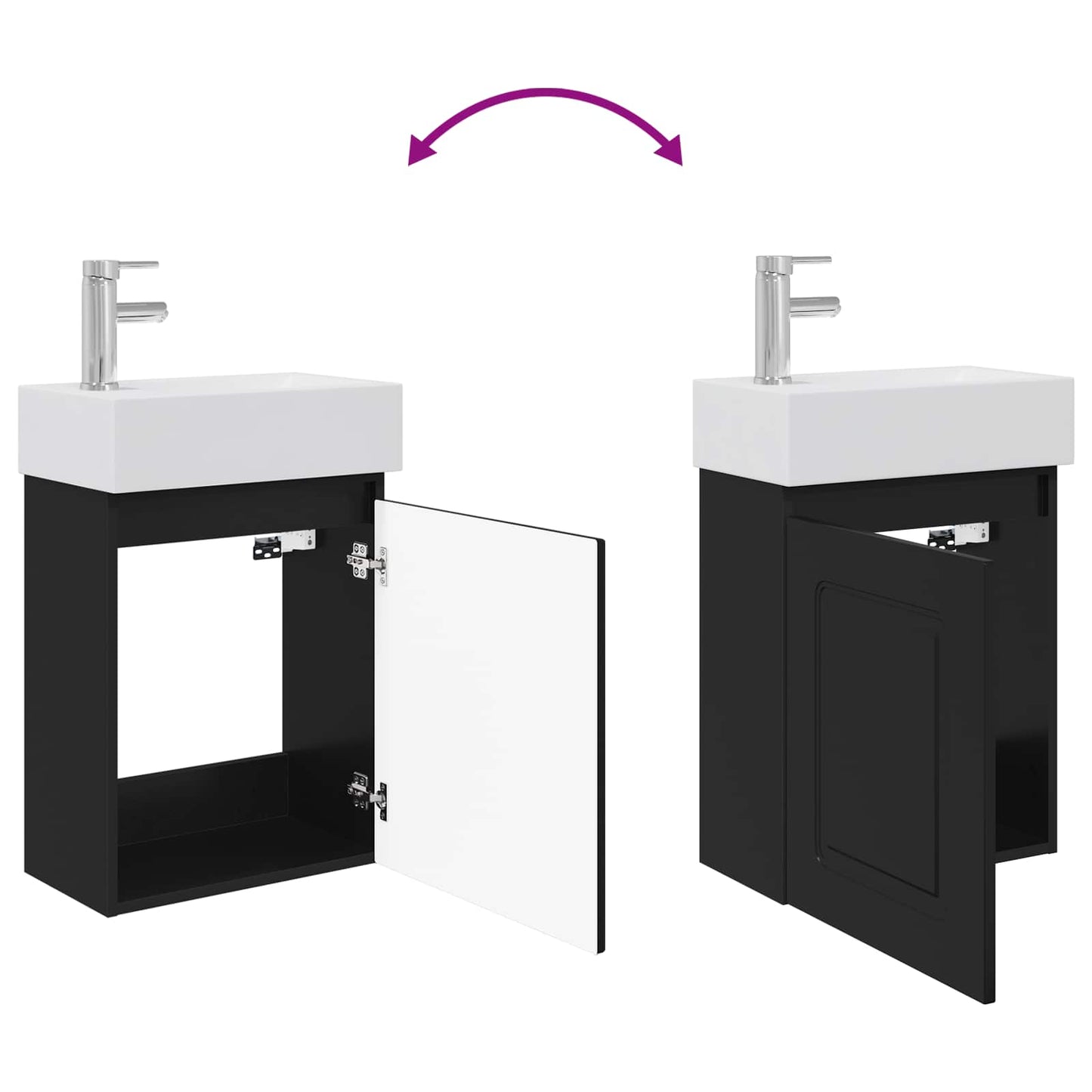 vidaXL Bathroom Vanity Unit with Tap Black 45.5 x 22.5 x 84 cm