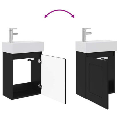 vidaXL Bathroom Vanity Unit with Tap Black 45.5 x 22.5 x 84 cm