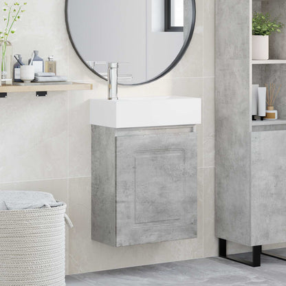 vidaXL Bathroom Vanity Unit with Tap Concrete Grey 45.5 x 22.5 x 84 cm