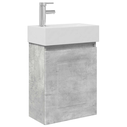 vidaXL Bathroom Vanity Unit with Tap Concrete Grey 45.5 x 22.5 x 84 cm