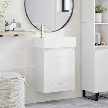 vidaXL Bathroom Vanity Unit with Tap High Gloss White