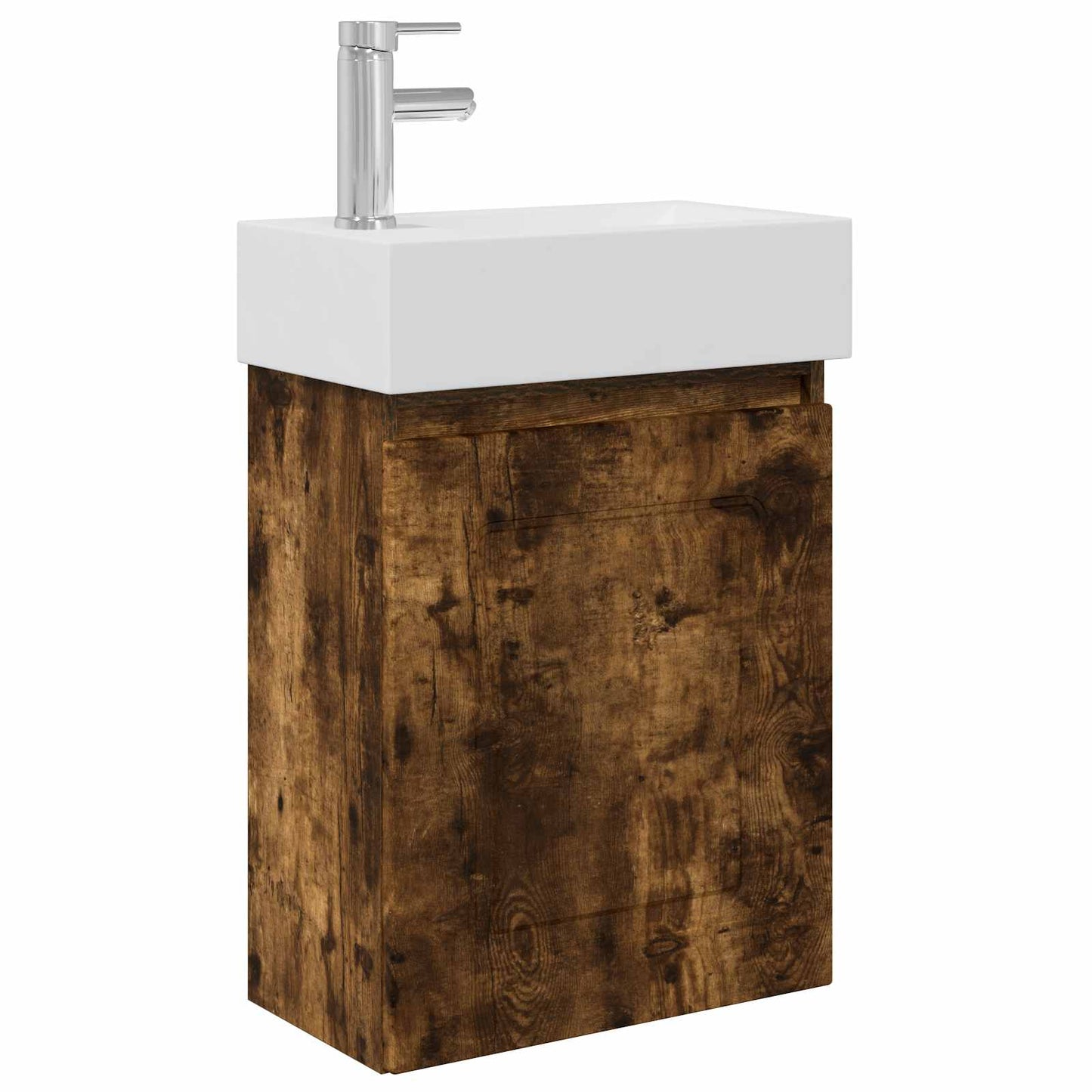 vidaXL Bathroom Vanity Unit with Tap Smoked Oak 45.5 x 22.5 x 84 cm