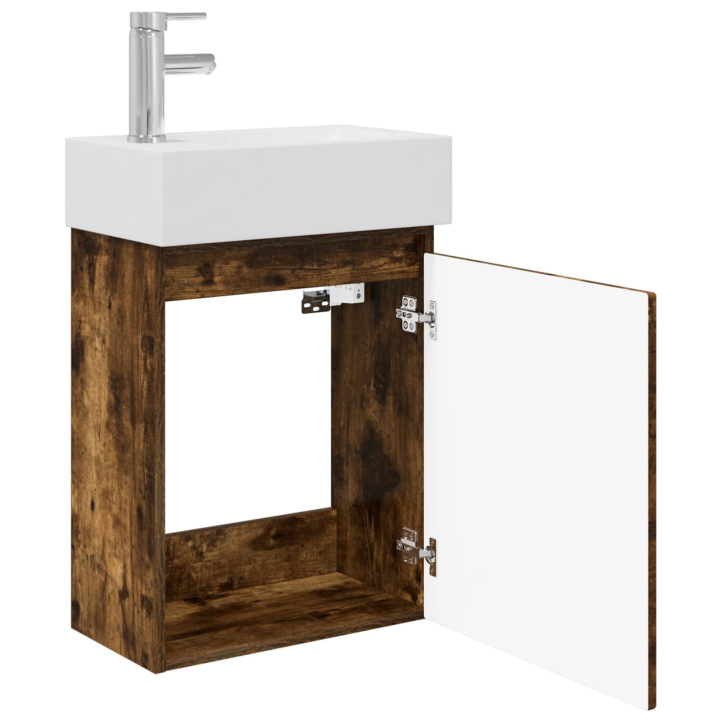 vidaXL Bathroom Vanity Unit with Tap Smoked Oak 45.5 x 22.5 x 84 cm