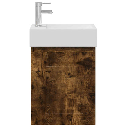 vidaXL Bathroom Vanity Unit with Tap Smoked Oak 45.5 x 22.5 x 84 cm