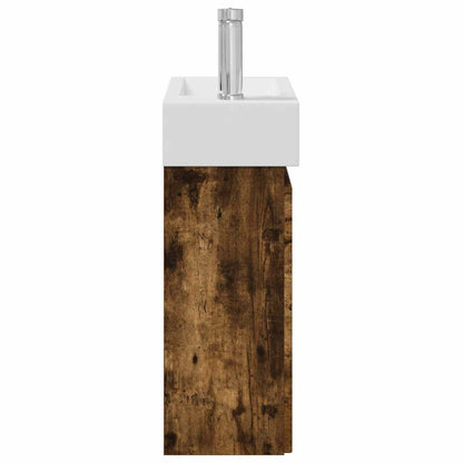 vidaXL Bathroom Vanity Unit with Tap Smoked Oak 45.5 x 22.5 x 84 cm