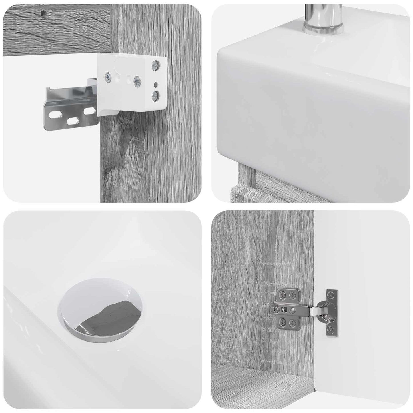 vidaXL Bathroom Vanity Unit with Tap Grey Sonoma 45.5 x 22.5 x 84 cm