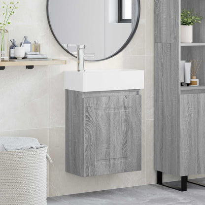vidaXL Bathroom Vanity Unit with Tap Grey Sonoma 45.5 x 22.5 x 84 cm