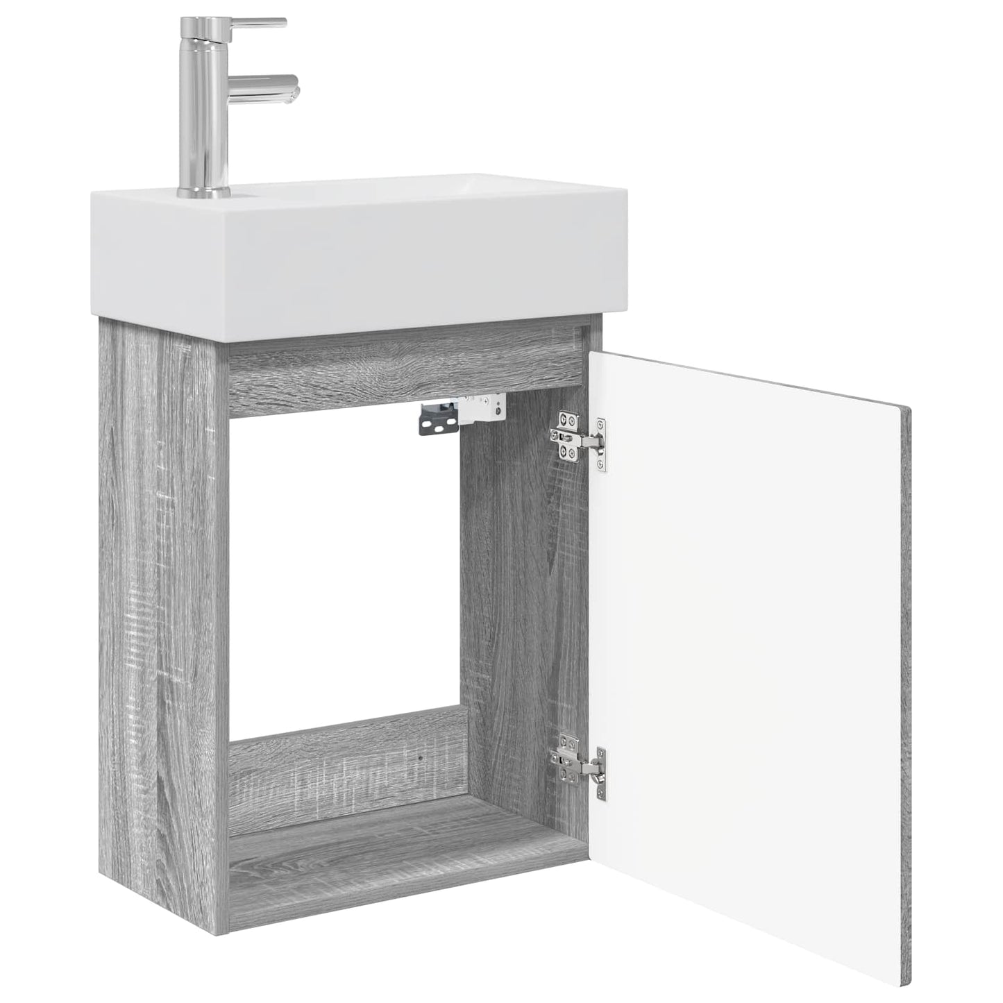 vidaXL Bathroom Vanity Unit with Tap Grey Sonoma 45.5 x 22.5 x 84 cm