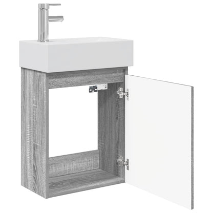 vidaXL Bathroom Vanity Unit with Tap Grey Sonoma 45.5 x 22.5 x 84 cm