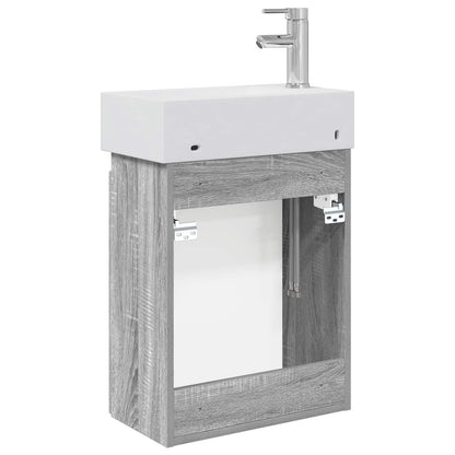 vidaXL Bathroom Vanity Unit with Tap Grey Sonoma 45.5 x 22.5 x 84 cm