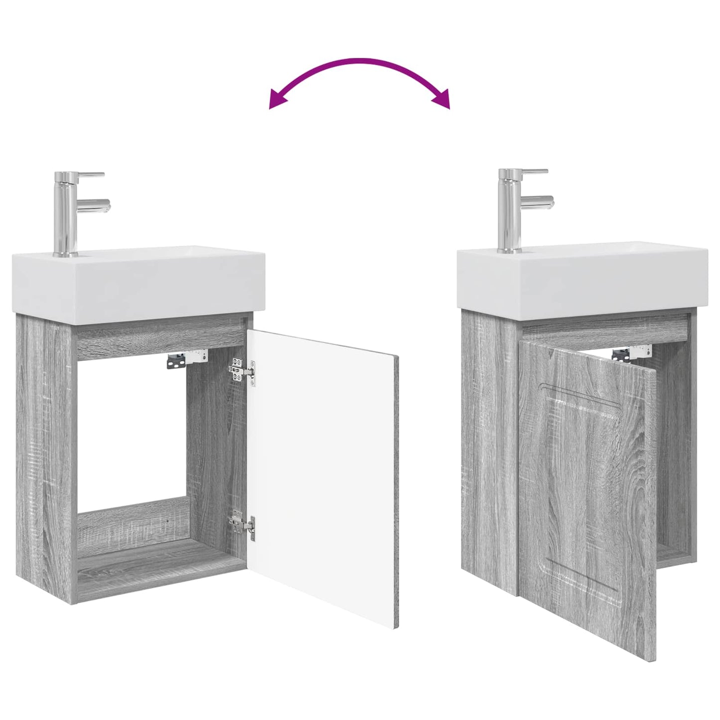 vidaXL Bathroom Vanity Unit with Tap Grey Sonoma 45.5 x 22.5 x 84 cm