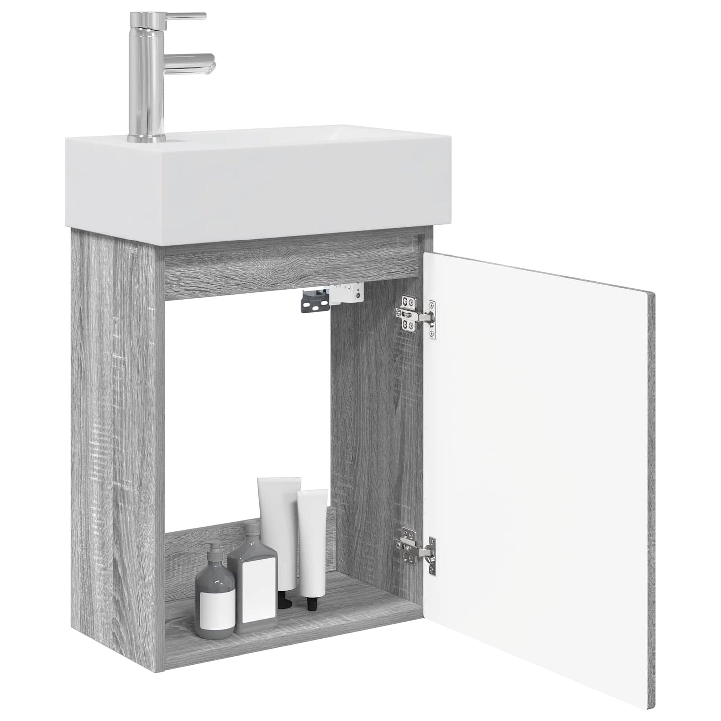 vidaXL Bathroom Vanity Unit with Tap Grey Sonoma 45.5 x 22.5 x 84 cm