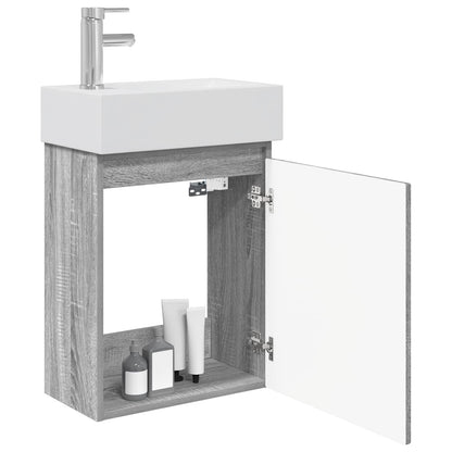 vidaXL Bathroom Vanity Unit with Tap Grey Sonoma 45.5 x 22.5 x 84 cm