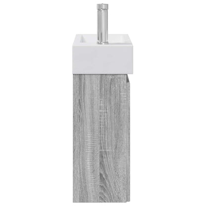 vidaXL Bathroom Vanity Unit with Tap Grey Sonoma 45.5 x 22.5 x 84 cm