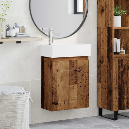 vidaXL Bathroom Vanity Unit with Tap Old Wood 45.5 x 22.5 x 84 cm