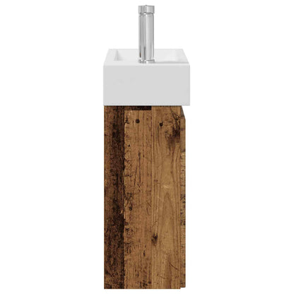 vidaXL Bathroom Vanity Unit with Tap Old Wood 45.5 x 22.5 x 84 cm