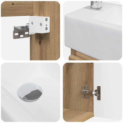 vidaXL Bathroom Vanity Unit with Tap Artisan Oak 45.5 x 22.5 x 84 cm