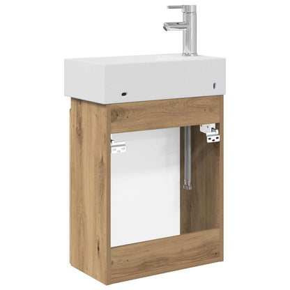 vidaXL Bathroom Vanity Unit with Tap Artisan Oak 45.5 x 22.5 x 84 cm