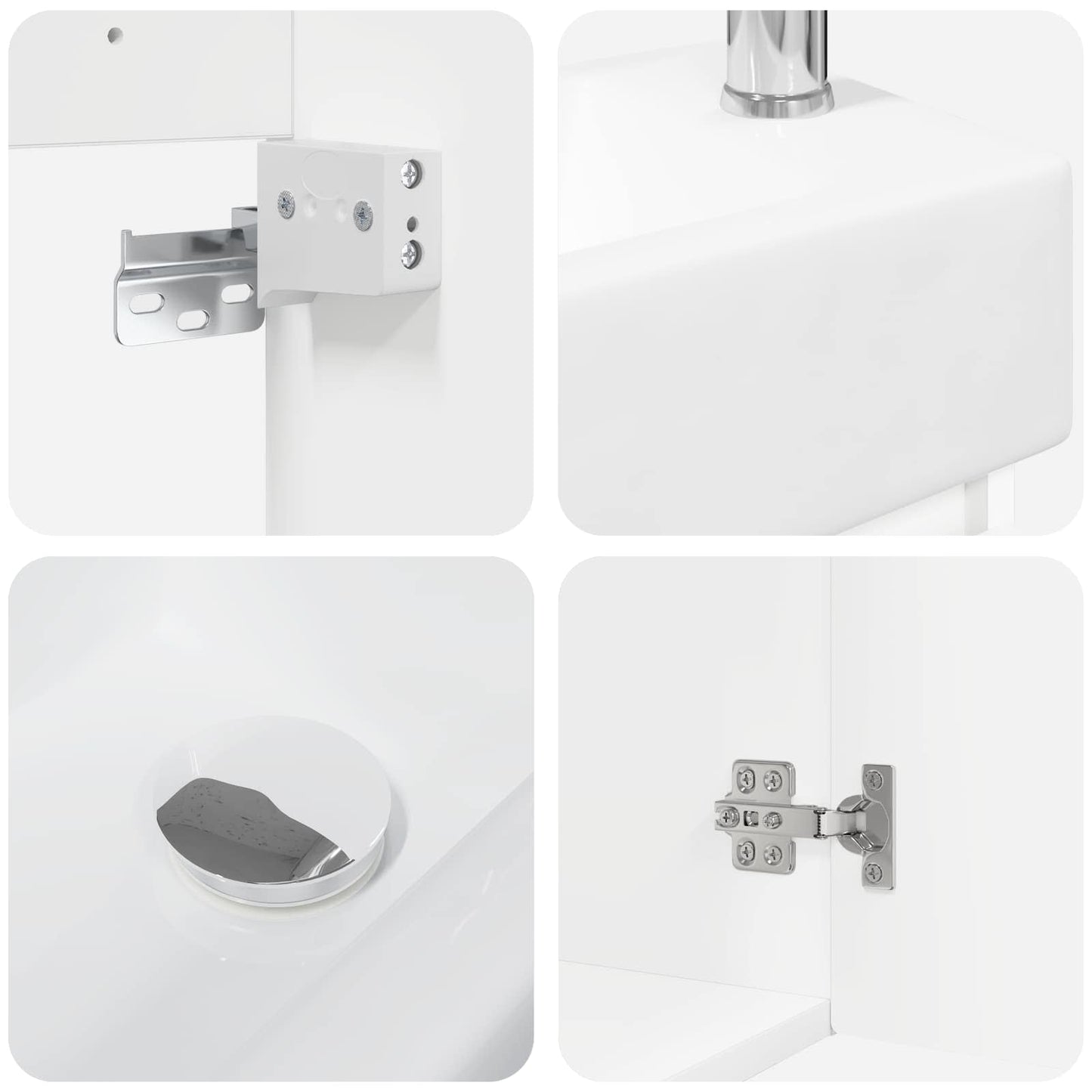 vidaXL Bathroom Vanity Unit with Tap White 45.5 x 22.5 x 84 cm