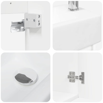 vidaXL Bathroom Vanity Unit with Tap White 45.5 x 22.5 x 84 cm